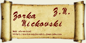 Zorka Mickovski vizit kartica